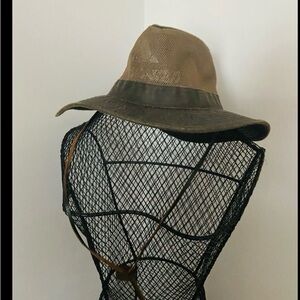 Men’s Scala Leather & Mesh Safari Hat XL New Without Tags
